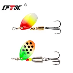 FTK-cebo giratorio de 4g, señuelos duros, cuchara, Señuelos de Pesca de Metal Artificial con anzuelos triples, aparejos de pesca para Lucio