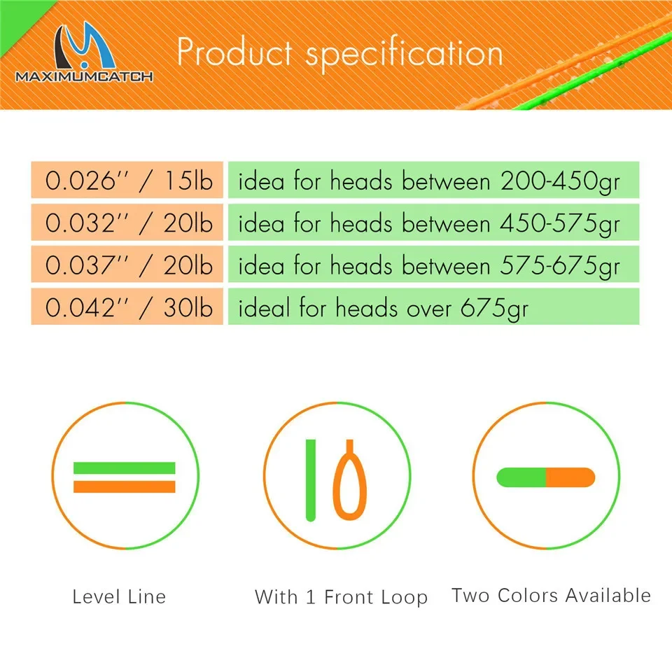 MAXCATCH Línea flotante con bucle frontal – Naranja y verde lima - imagen 4