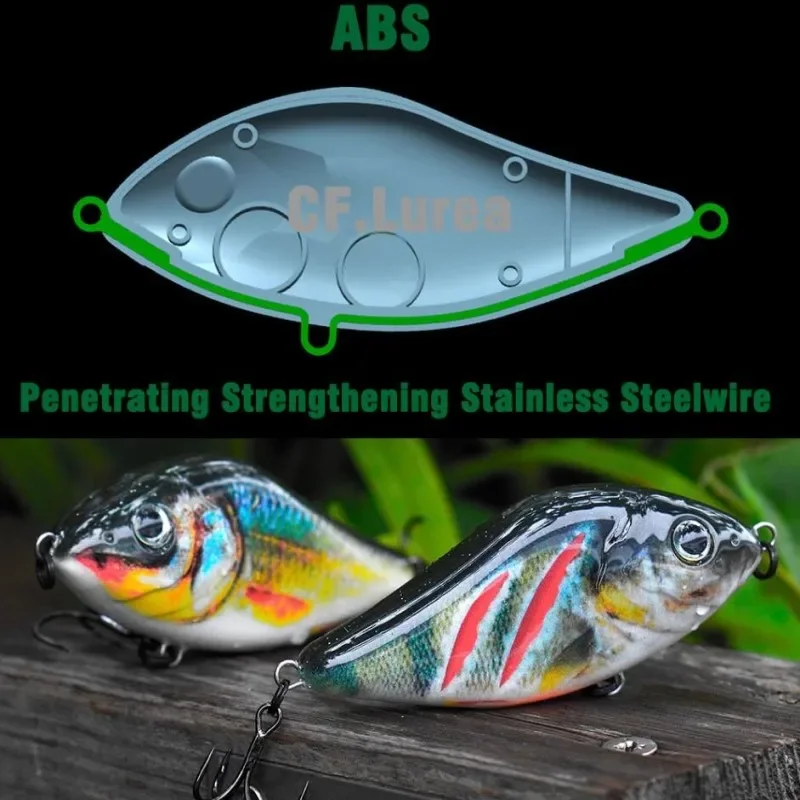 TSUYOKI Jerkbait deslizante de hundimiento lento sonido fuerte Pike Muskies pesca Crankbait Wobblers, Jerkbaits deslizantes de Salmo, 70mm, 80mm, 90mm - imagen 3