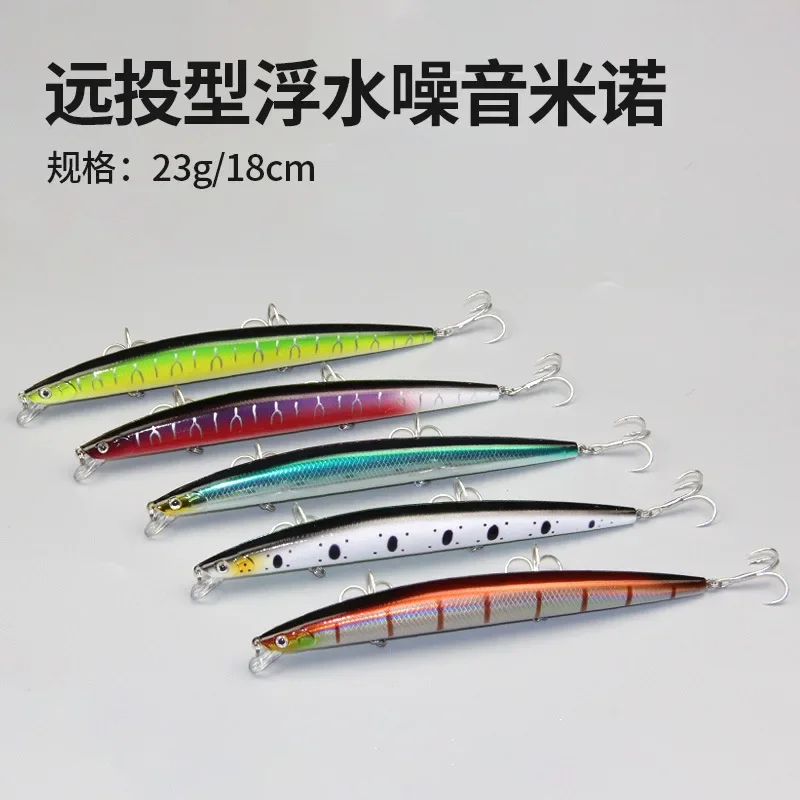 Señuelos de Pesca de pececillo de fundición larga, 180mm/23g, Wobblers duros artificiales flotantes, agua salada para Pesca de lubina, aparejos de Pesca - imagen 2