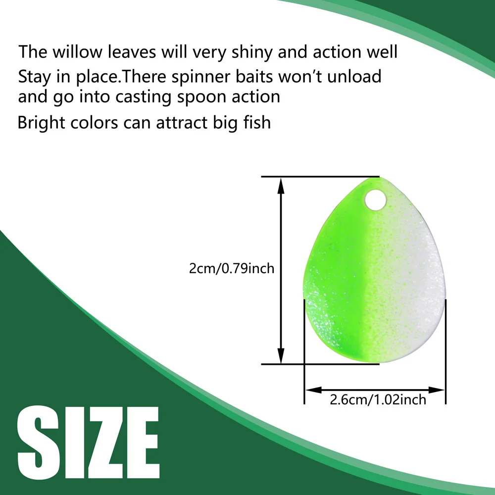 20 piezas hojas giratorias de pesca, cebos, accesorios DIY, cucharas de níquel suaves para señuelos duros, cebos giratorios de gusano, cucharas, aparejos de fabricación - imagen 2