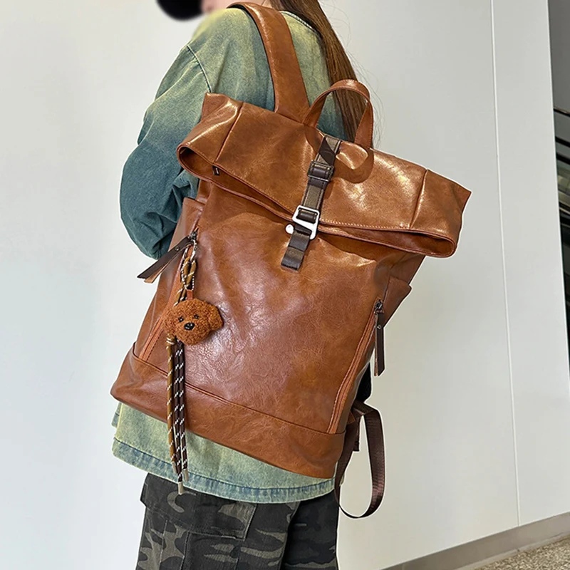 Mochila enrollada para ordenador portátil, bolsa antirrobo de PU para escalada, senderismo al aire libre, compras, bolsas de natación, mochila de negocios, mochila escolar de viaje - imagen 2