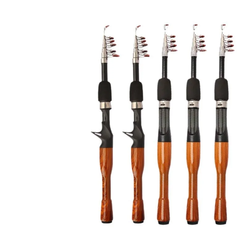 Caña de pescar con señuelo, 1,3 m, 1,6 m, 1,8 m, fundición giratoria de carbono, Baitcasting, Mini caña de pescar de viaje ligera corta - imagen 4