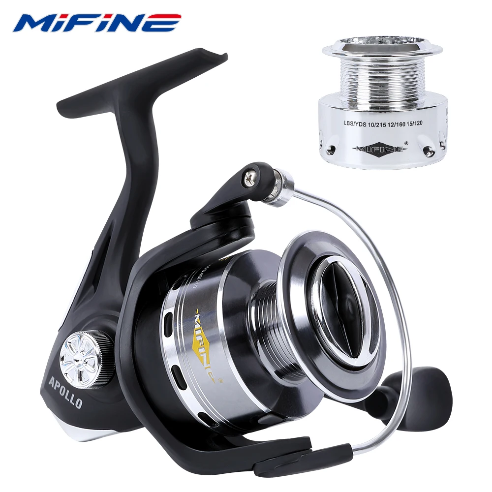 MIFINE APOLLO-Carrete de pesca giratorio, carrete de Metal 5,2: 1/4: 1 potente 17kg bobina de pesca de arrastre máximo accesorios de pesca de carpa
