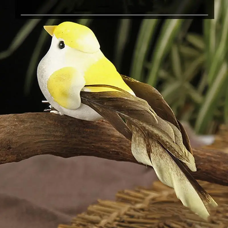 Pájaros artificiales decorativos con plumas para jardín y patio - imagen 4