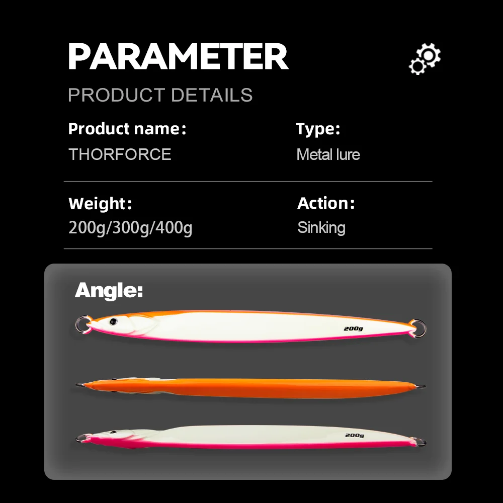 Señuelo de pesca de metal de hundimiento rápido y largo, cuchara para jigging, 200 g, 300 g, 400 g, señuelo de pesca de metal artificial para orilla, aparejos de pesca en el mar - imagen 2