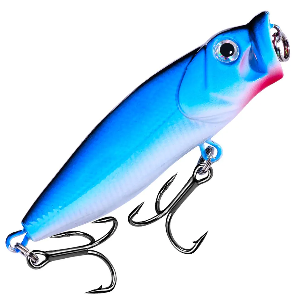 Señuelo de pesca Popper, 7cm, 8g, cebo duro Artificial, Topwater, lubina, trucha, Lucio, aparejos de pesca Wobbler con 2 anzuelos triples, 1 ud. - imagen 3