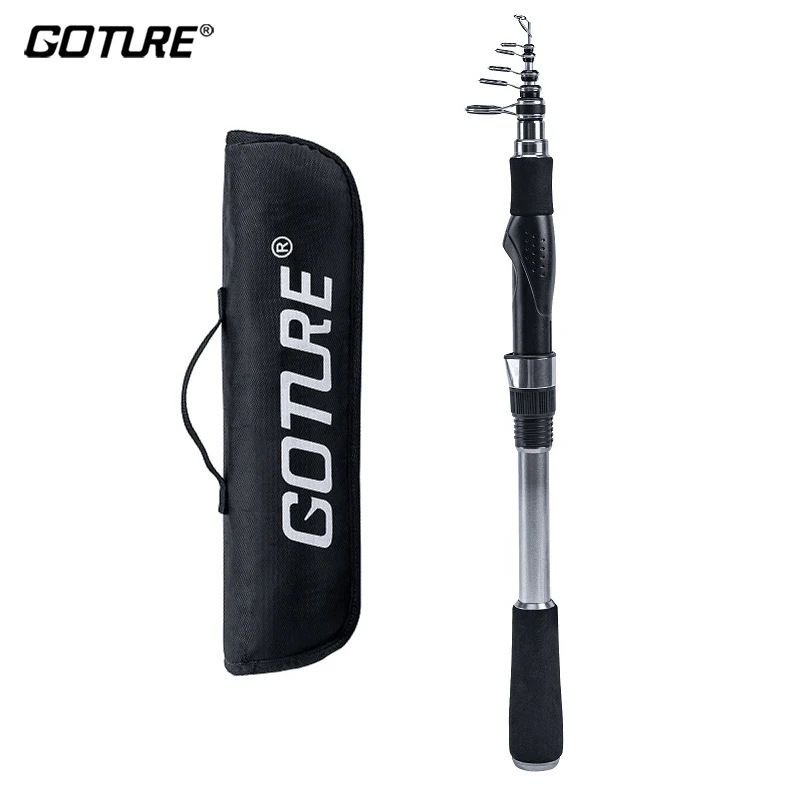 Goture 2,1 M 2,4 M 2,7 M caña giratoria de fibra de carbono caña de pescar telescópica señuelo alimentador varilla Max 8kg resistencia aparejos de Pesca con bolsa