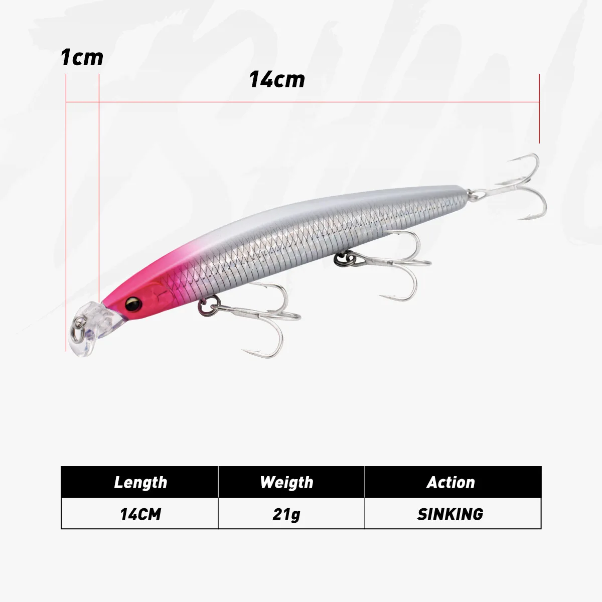 1 cebo de pececillo que se hunde, 14cm, 21g, señuelo de pesca Wobbler duro de fundición larga con piel láser, señuelo duradero de pececillo - imagen 2