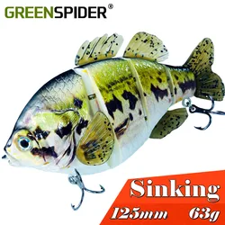 GREENSPIDER-señuelo de hundimiento para pesca, cebo articulado segmentado para trucha, lucio, perca, Walleye, muskkie Shad, 63g, 13cm