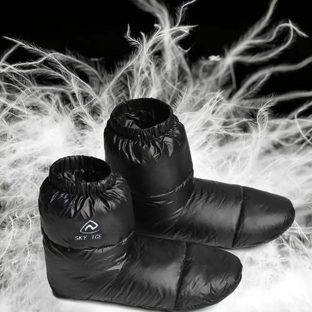 Botines cálidos para invierno, calcetines para tienda de campaña al aire libre, cubiertas cálidas para pies, zapatillas suaves, calzado esponjoso impermeable, calentadores acogedores - imagen 3