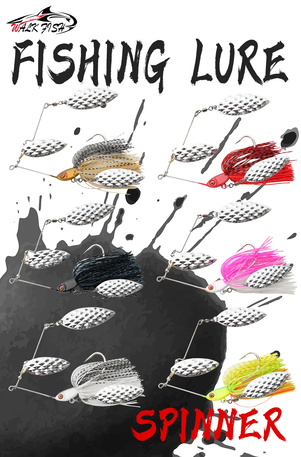 Señuelo WALK FISH buzzbait con hoja giratoria y cuerpo de metal