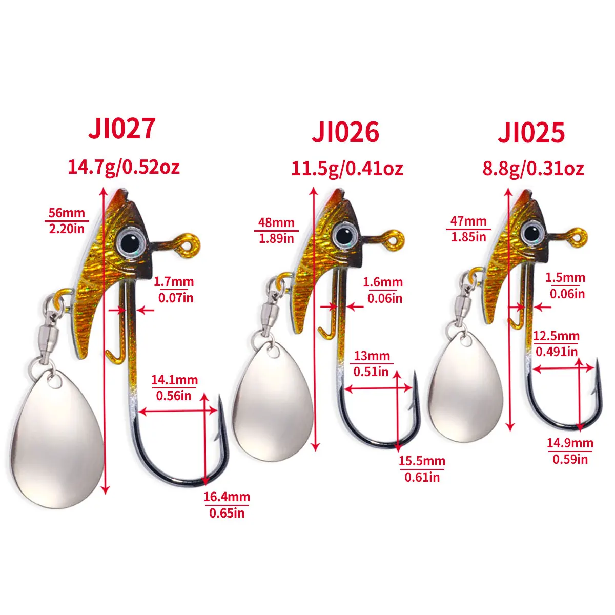 Anzuelos Jig Head con lentejuelas - 8,8g 11,5g 14,7g para vinilo - imagen 4