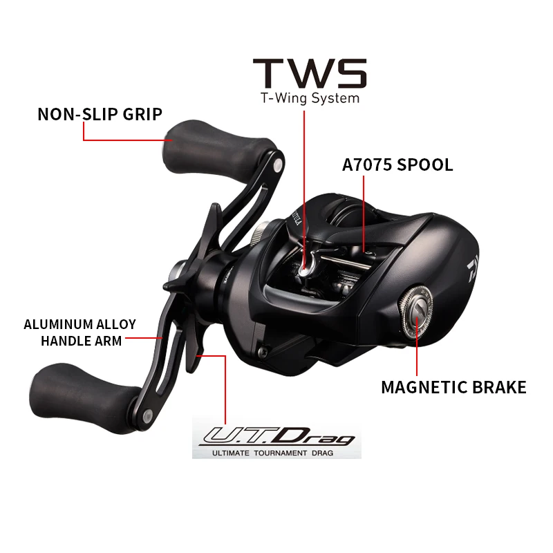 2025 DAIWA TATULA 150/200 carrete de pesca Baitcasting 7 + 1BB 7,3: 1 relación 220g cuerpo ligero sistema de frenos MAGFORCE carrete de agua de mar - imagen 2
