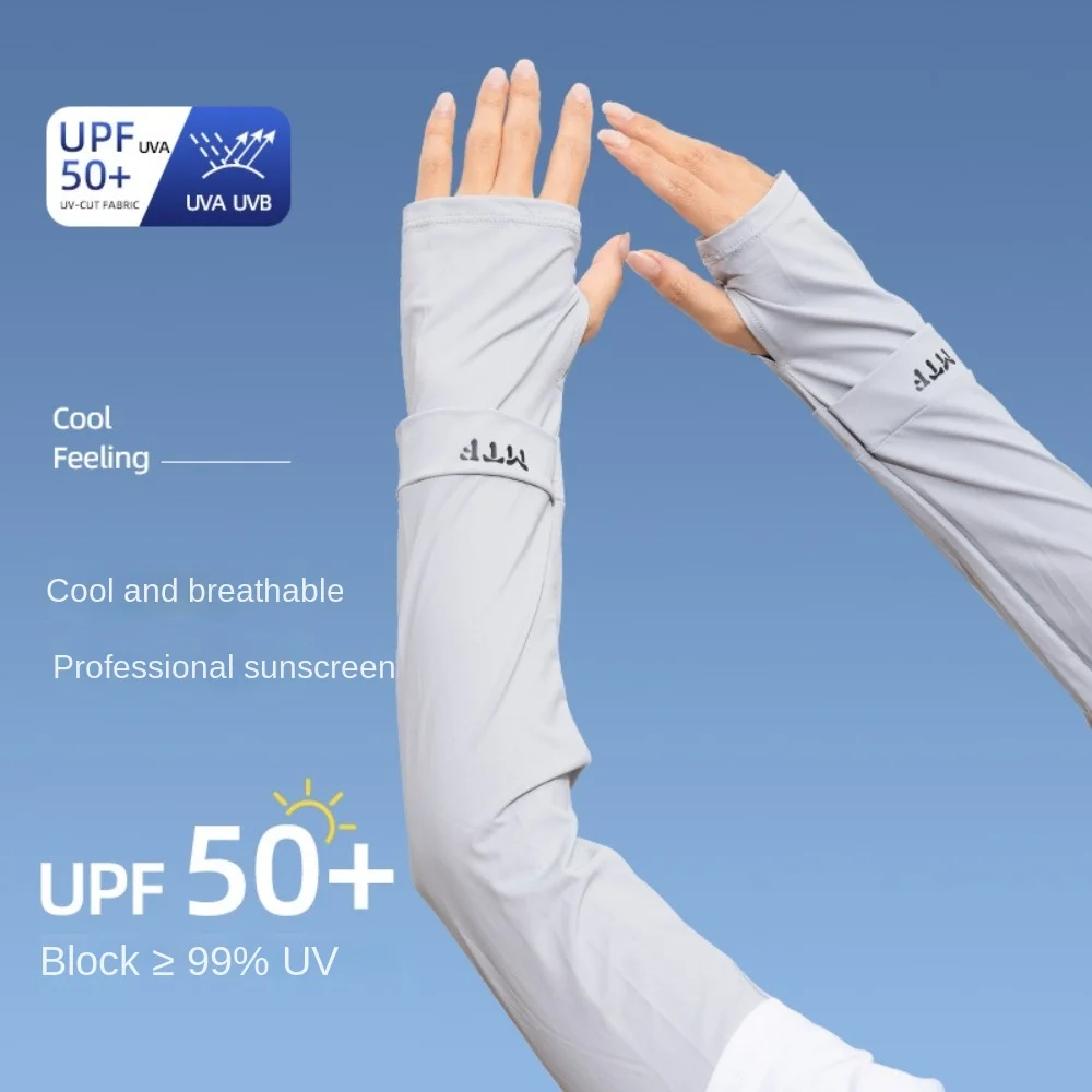 Protección de brazo transpirable, mangas largas de seda de hielo, cubiertas de brazo de protección solar holgadas a cuadros, guantes de ciclismo elásticos finos de verano - imagen 3