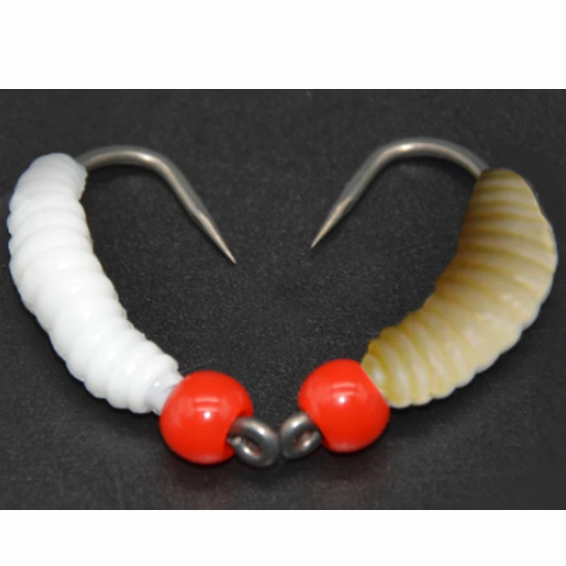 TAKEDO 12 Uds señuelo suave para pesca de carpa cebo larva cebos de señuelo suave olor cabeza roja pan gusano señuelo de pesca con mosca con gancho - imagen 5