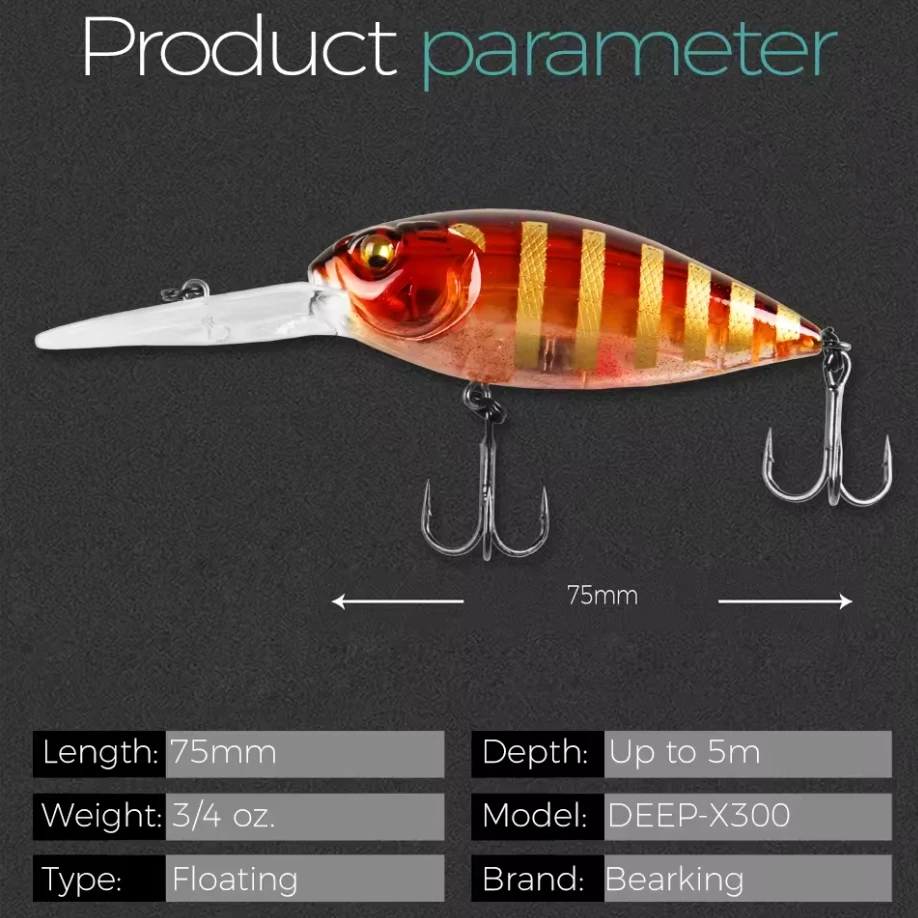 C74 BEARKING 7,5 cm 23g profundidad flotante hasta 5m Señuelos de pesca artificiales manivela calidad Wobblers cebos Crankbaits aparejos de pesca - imagen 2