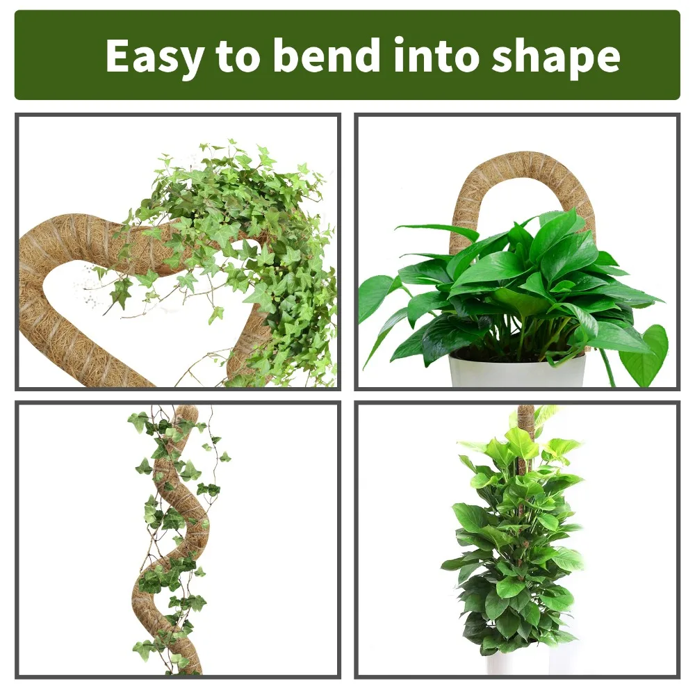 Poste de musgo de Coco flexible, jaula para plantas, poste trepador, extensión de soporte para plantas Monstera, cultivo hacia arriba, jardín - imagen 4