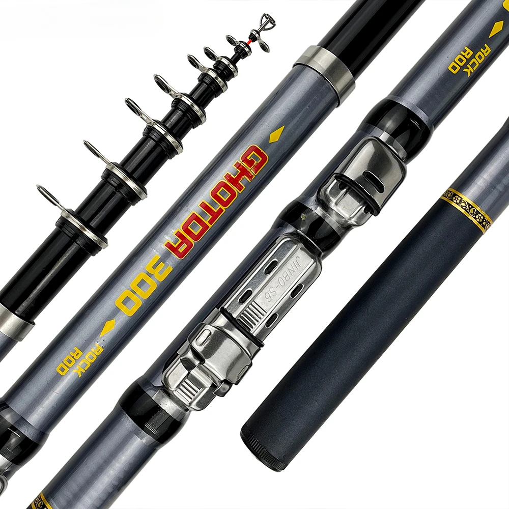 Alimentador telescópico portátil ultraligero, caña de pescar de fibra de carbono giratoria para agua salada/agua dulce 3,0/2,7/2,4/2,1/1,8/1,5 M - imagen 3