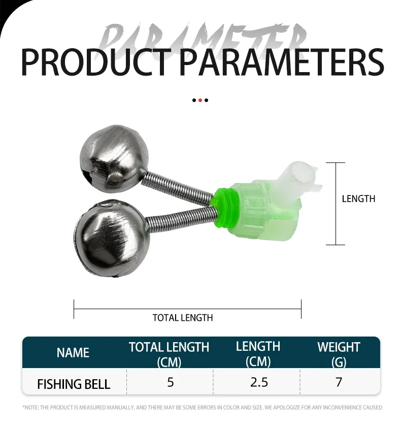 Campana de pesca Una herramienta duradera y versátil para pescadores que miden 5 cm en longitud total y pesan 7 gramos