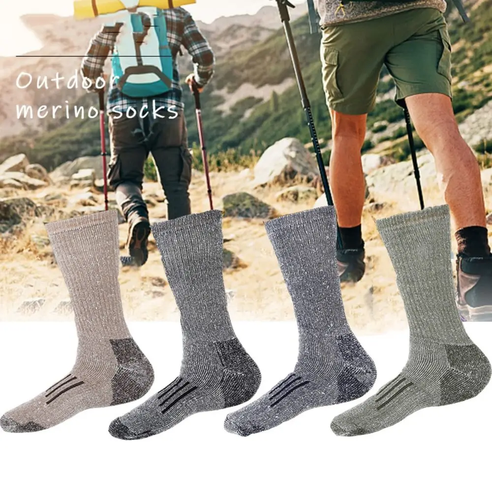 Calcetines acogedores y transpirables de lana Merino, calcetines antideslizantes suaves y cálidos para hombre, calcetines gruesos que absorben la humedad, calcetines para botas de invierno - imagen 4