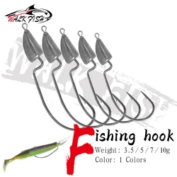 WALK FISH 5 unids/lote anzuelos Jighead 3,5g 5g 7g 10g anzuelo de pesca de gusano señuelo suave anzuelos con cabeza de anzuelo cebo Artificial aparejos de pesca