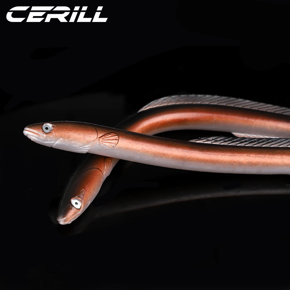 Ceril-señuelo de pesca suave, Anguila Artificial, Swimbait de silicona, carpa, Jigging, Lucio, aparejos de pesca, 30cm, 58g, 2 piezas - imagen 4