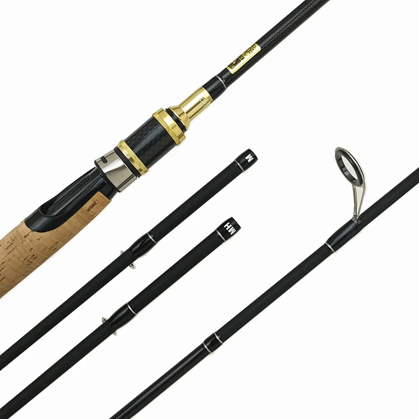 Caña de pescar de carbono para agua salada, accesorio para pescar trucha, spinning, fuerte, 1,8/2,1/2,4 m, 8 pies, M/MH, potencia de 2 puntas - imagen 2