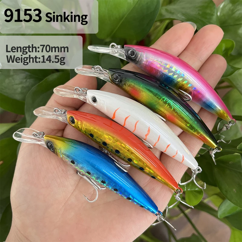 Señuelo de pesca de fundición larga, Wobbler rodante que se hunde, pececillo pesado, 70mm, 15g, agua salada, lubina, cebo Artificial, aparejos de pesca - imagen 2