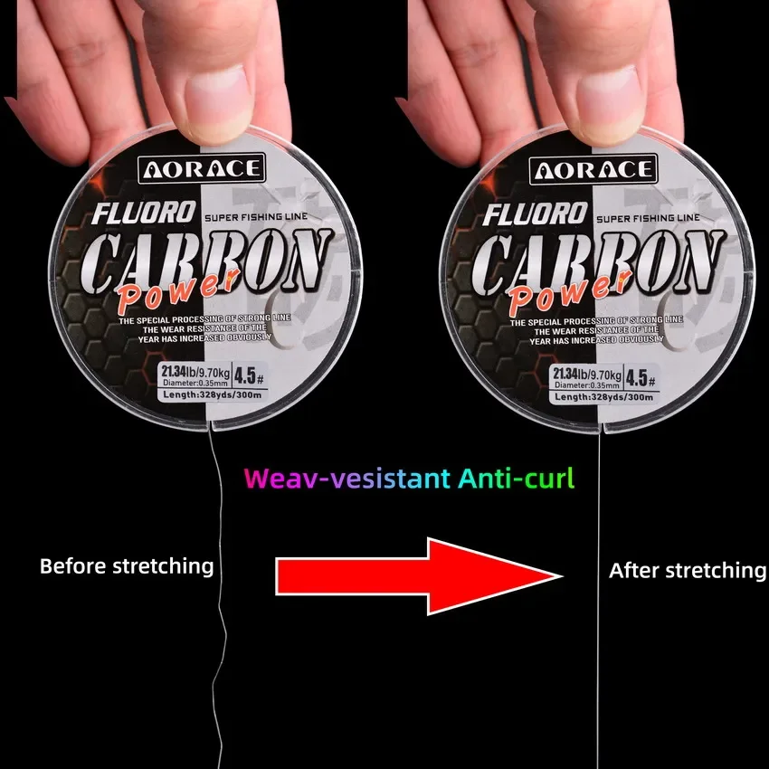 Línea de pesca con revestimiento de fluorocarbono Aorace de 500M, línea líder de monofilamento de fibra de carbono de 4,1 LB-34LB, línea de hundimiento para pesca de carpa - imagen 5