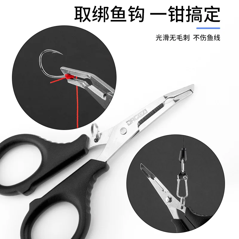 Alicates de pesca, pinzas, cortador, controlador de labios con mosquetón, hebilla de pescado vivo, Clip de abrazadera, accesorios de pesca al aire libre - imagen 4