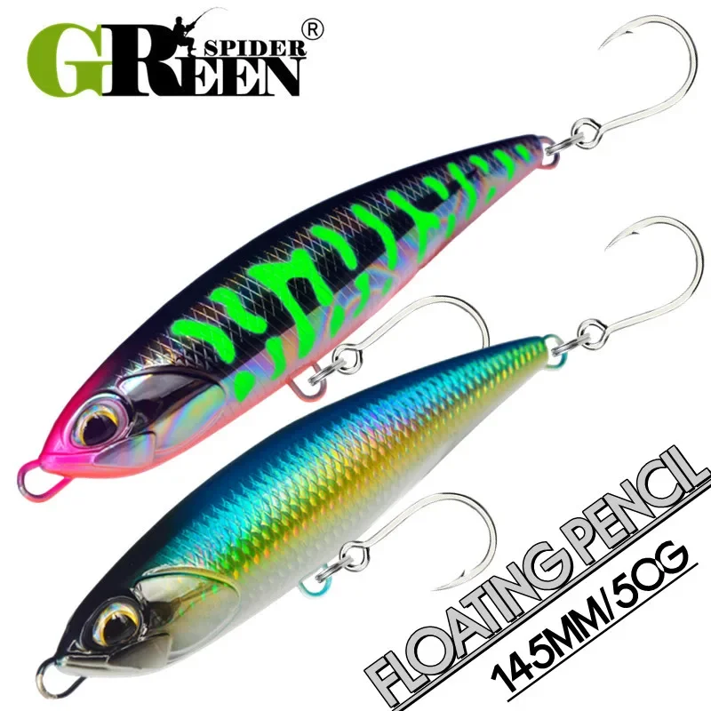 Señuelo Topwater Lápiz Greenspider – Paseante de madera para curricán