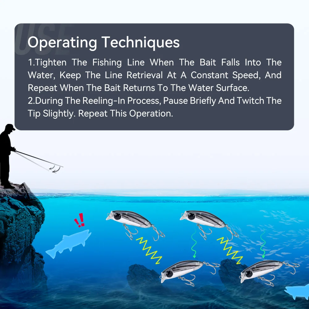 Kingdom-Señuelos de Pesca de pececillo de hundimiento lento, 36mm, 2,6g, Wobblers, cebo duro, Jerkbait, aparejos de Pesca para trucha y lubina - imagen 4
