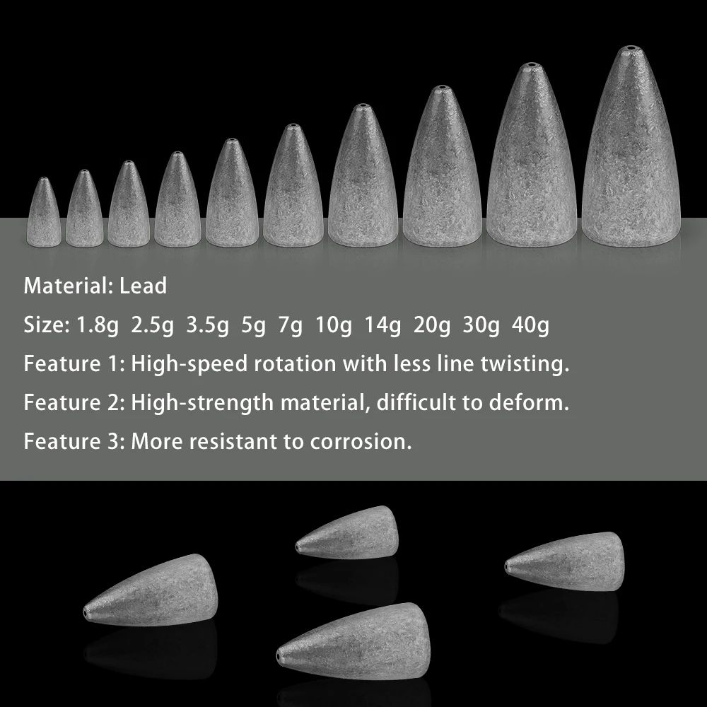 10 Uds. Plomo de plomo de bala de agua salada de alta resistencia 5g ~ 30g para una distancia de lanzamiento mejorada y pesca de precisión - imagen 4
