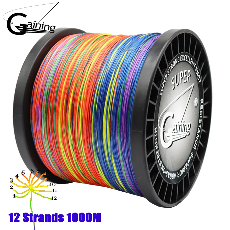 Colorida línea de pesca trenzada de 1000 m para necesidades versátiles