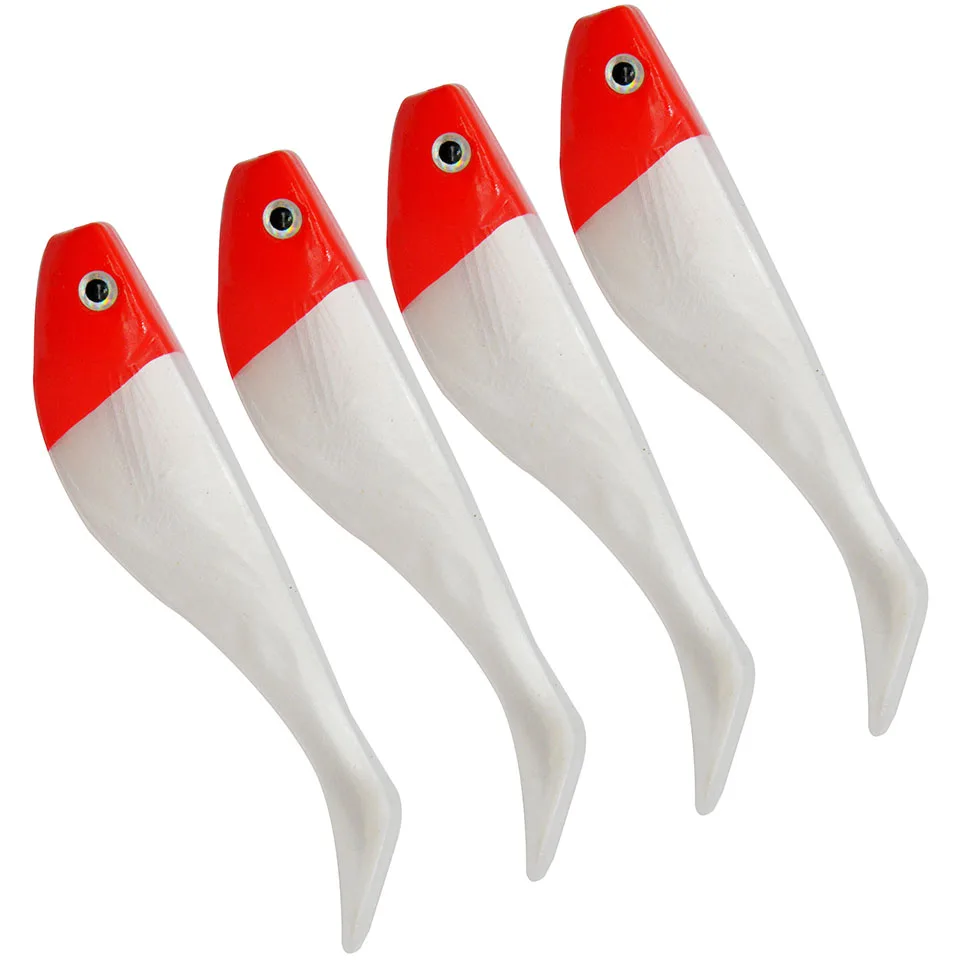 Señuelo suave de silicona para pesca, aparejos de 10,5 CM/7,8G, rojo y blanco, Swimbait, Serpentina de mar, gusano, ojos 3D, Wobblers, lote de 4 unidades - imagen 3
