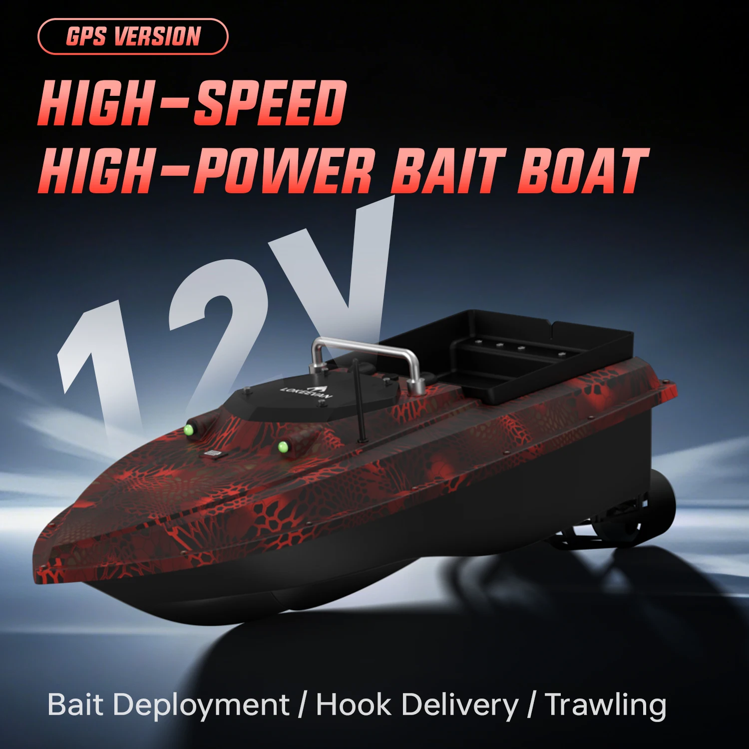 Bote cebador GPS LOKEEVAN con sonda de profundidad y temperatura