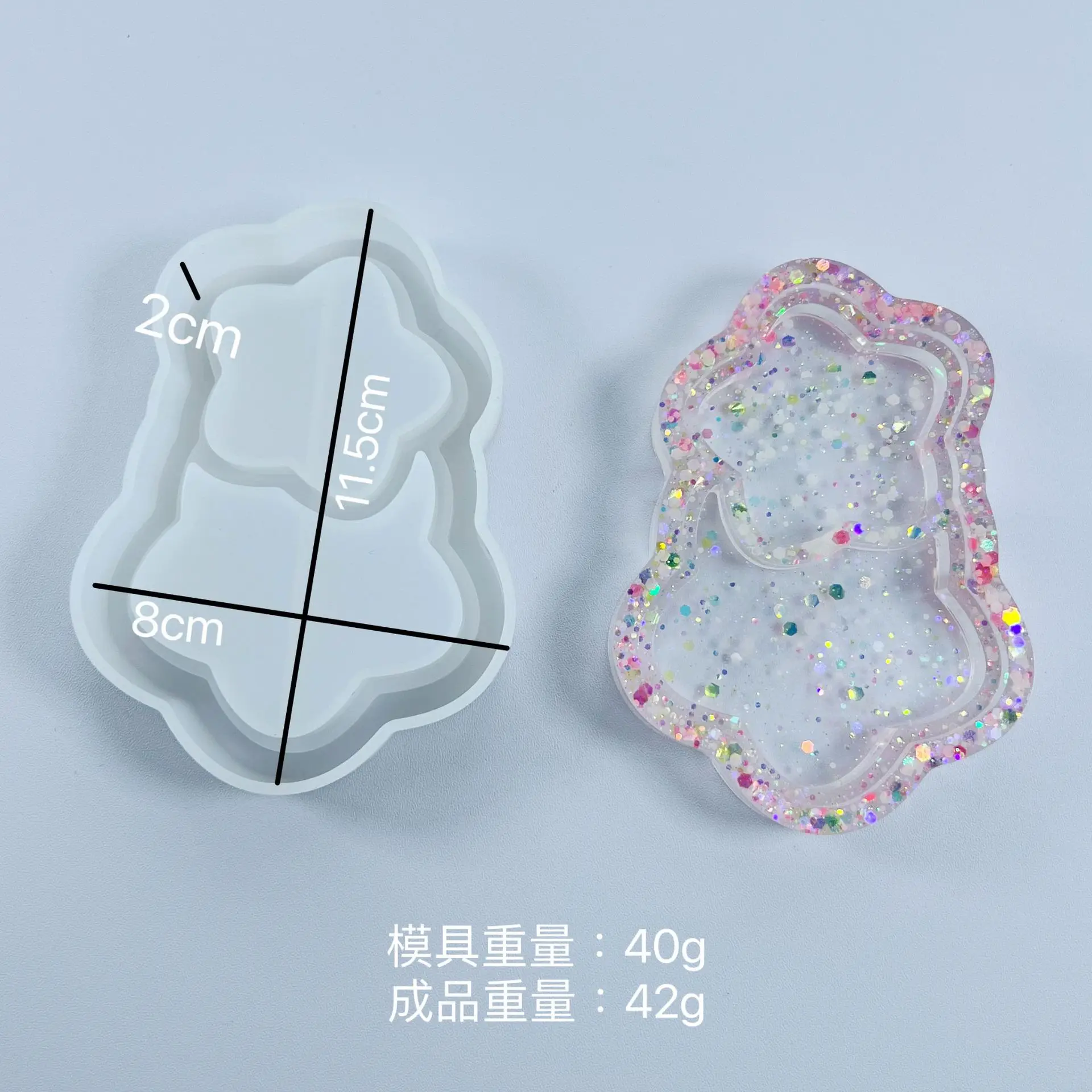 Bandeja con forma de corazón doble, molde de resina, posavasos de nube, moldes de silicona DIY, molde de plato de almacenamiento de resina epoxi con estrella de cinco puntas - imagen 5