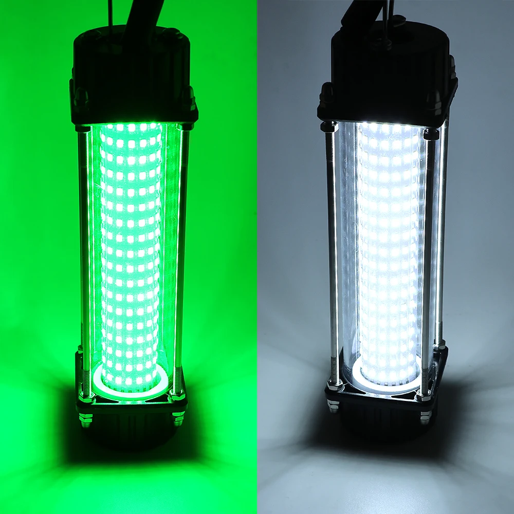 1 unidad de luz subacuática de señuelo de peces de 120W, luz para atraer la pesca, conectada de 12V, 7 metros de largo, 288 fuentes de luz de cuentas de luz