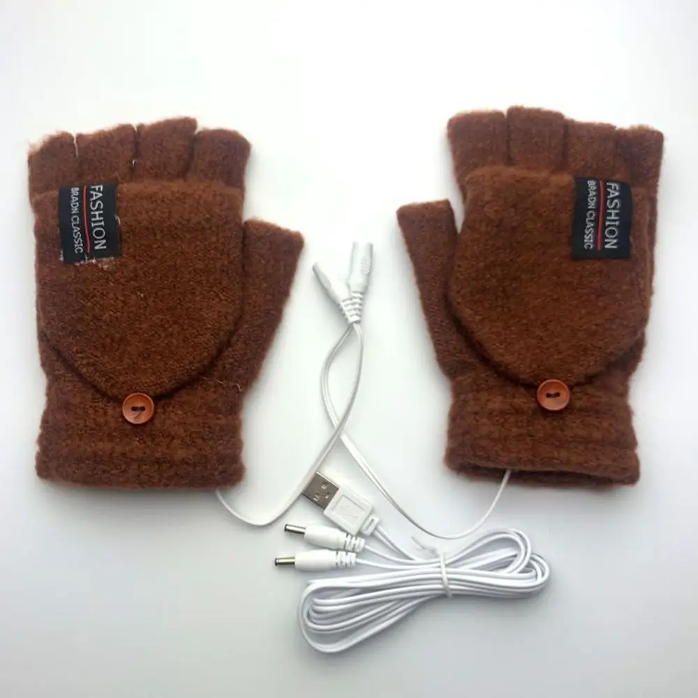 2022 guantes calefactores eléctricos de invierno tejidos manopla guantes calefactables con medio dedo completo