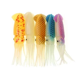 3 faldas de calamar suaves de PVC de 7,5 cm/5,3g, cebo Artificial luminoso para pesca en agua salada y sepia