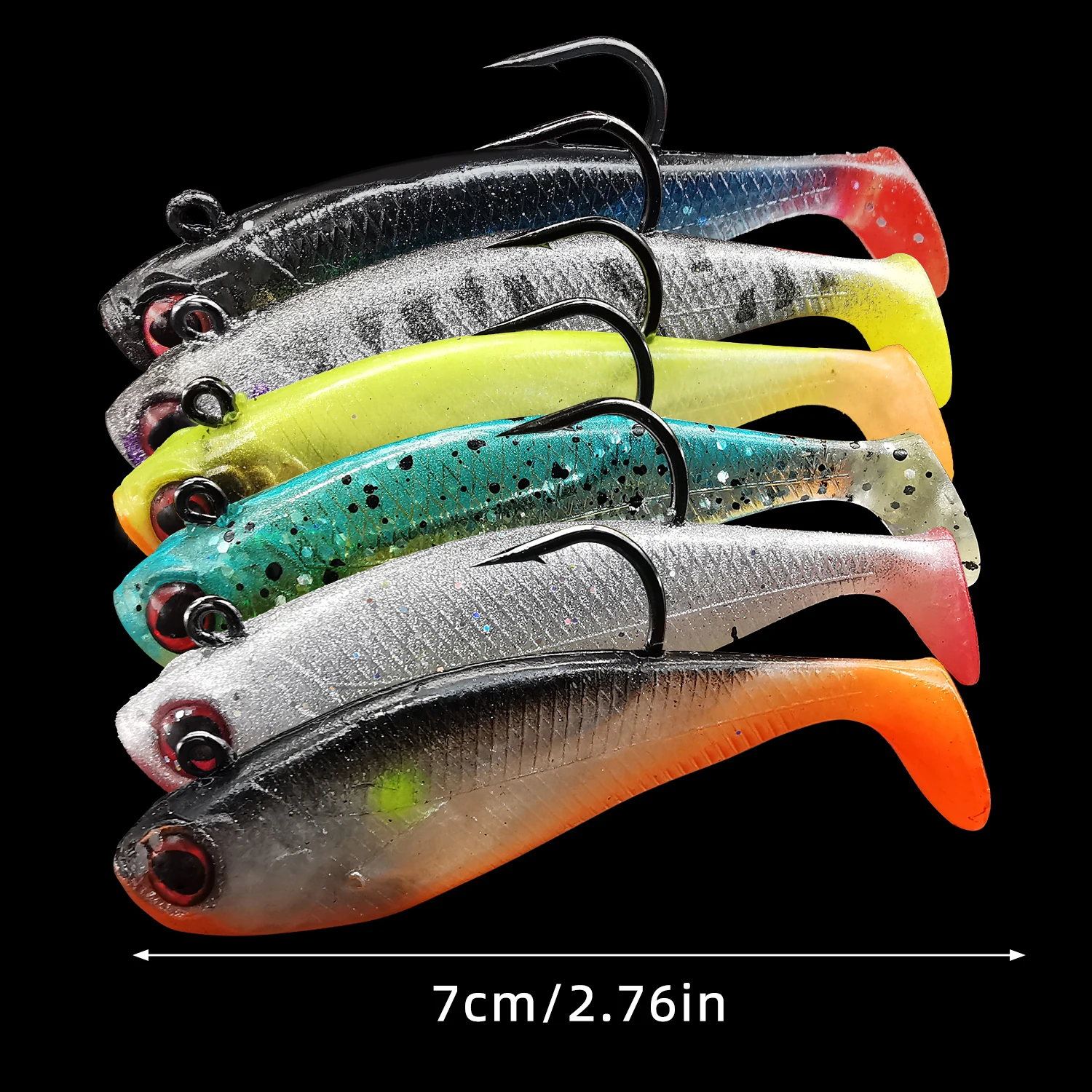 Señuelos de Pesca de lubina piezas, Señuelos de Pesca de plástico suave para agua dulce, agua salada, Lucio, trucha, Walleye, regalos de pesca para hombres, 6 uds. - imagen 4