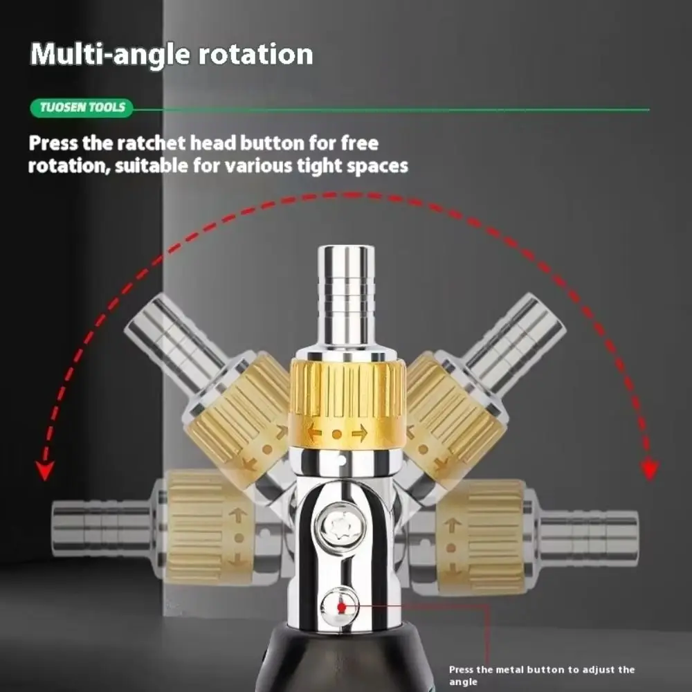 Kit de destornilladores de trinquete 14 en 1, trinquete giratorio, cabeza multiángulo, tornillos de forma especial, juego de puntas de destornillador portátil multifunción - imagen 2