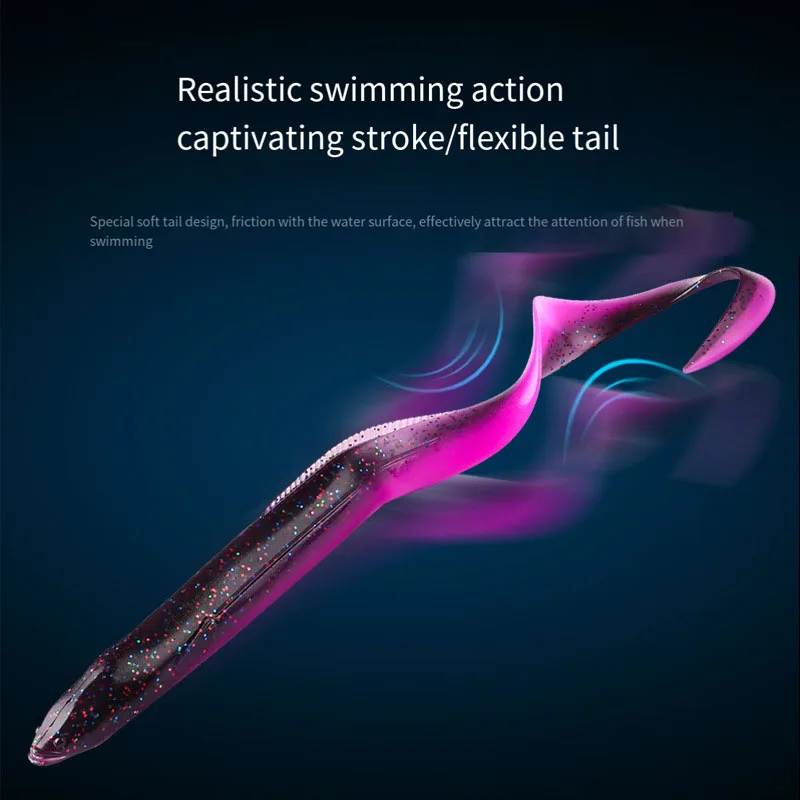 Señuelo grande de Dragon Grub de 5 piezas, 150/200mm, de silicona, para Pesca Artificial de cola única, cebo blando, Wobblers para curricán - imagen 2