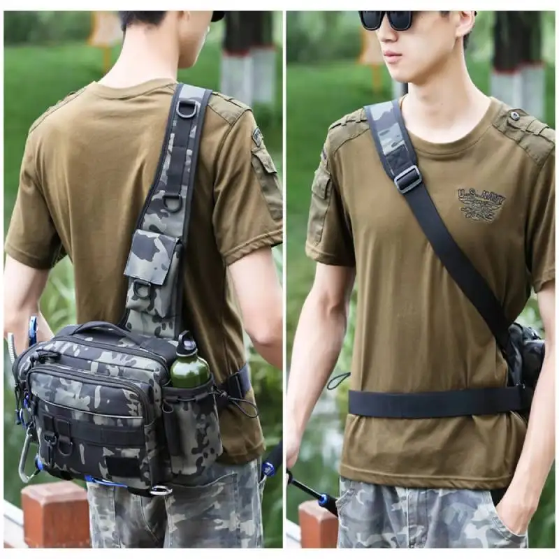 Mochila para aparejos de pesca para hombre, bolsa de pecho Molle multifuncional para senderismo al aire libre, bolsas de cintura para caza, almacenamiento de señuelos de peces, riñonera - imagen 3