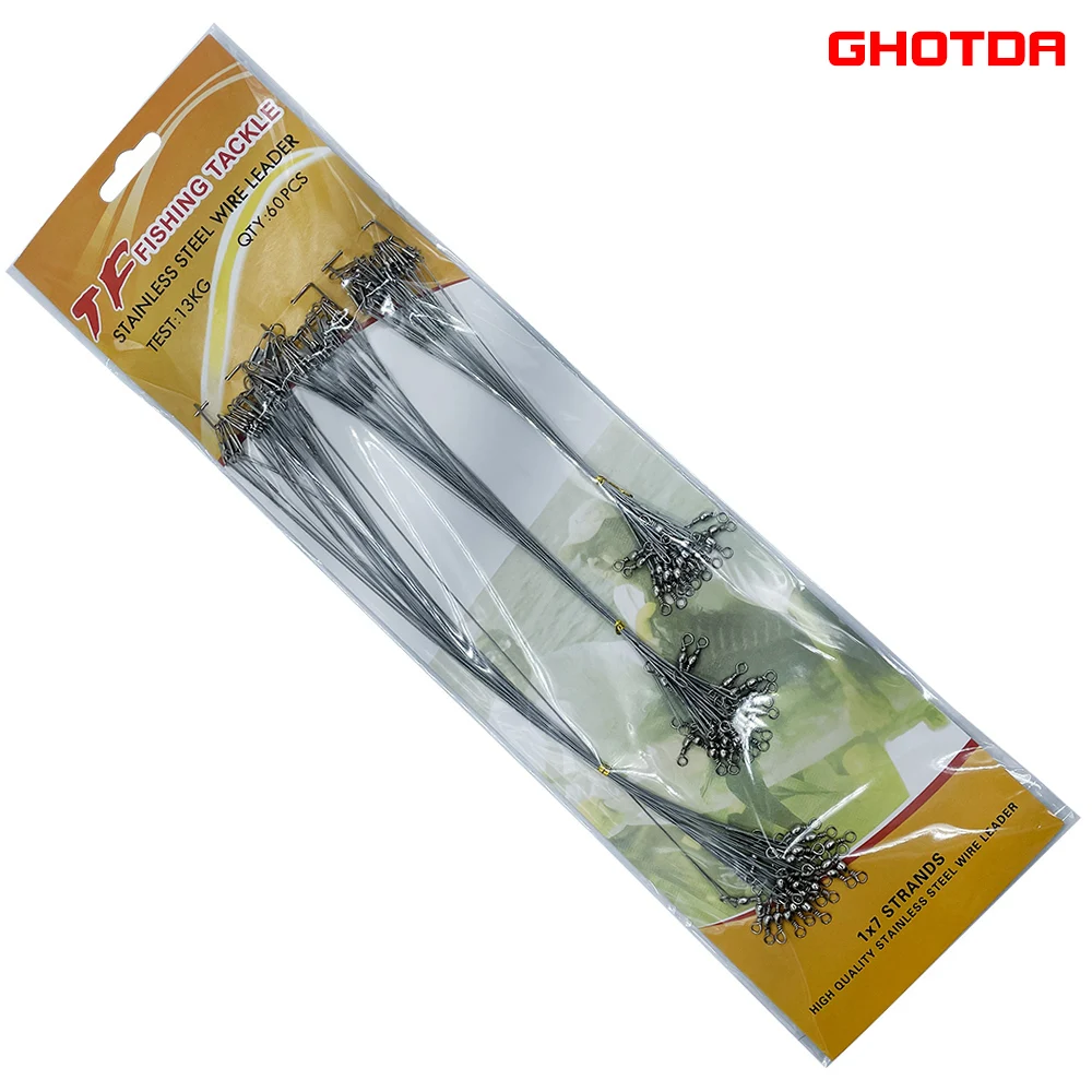 Cable de acero de 60 piezas con eslabones giratorios, hilo de pesca de 15/20/25CM, antimordedura - imagen 2