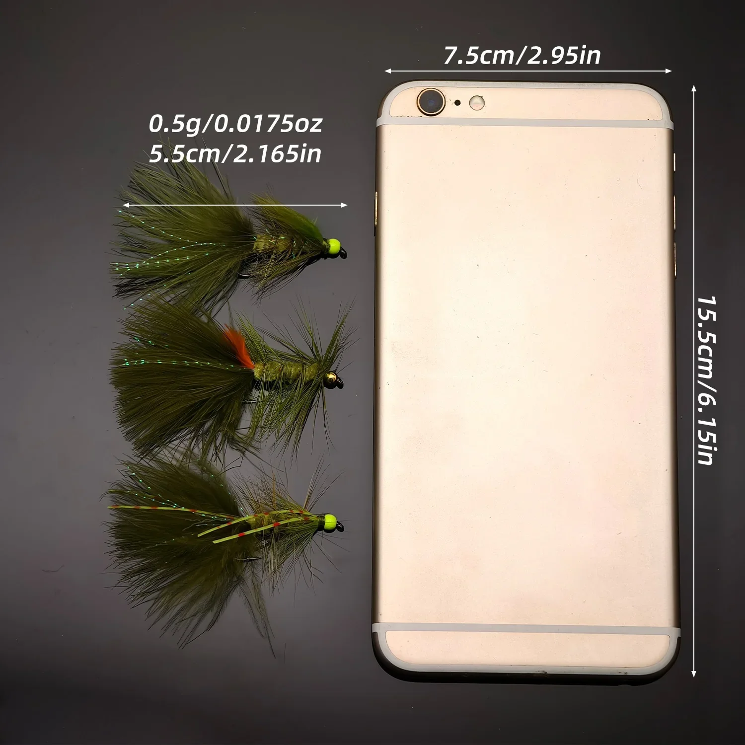 ANFS 3 uds/6 uds insecto lanoso con cuentas de Metal, serpentinas de oliva mosca para pesca de trucha, salmón, Lucio y lubina-señuelos de pesca con mosca con rayón - imagen 5