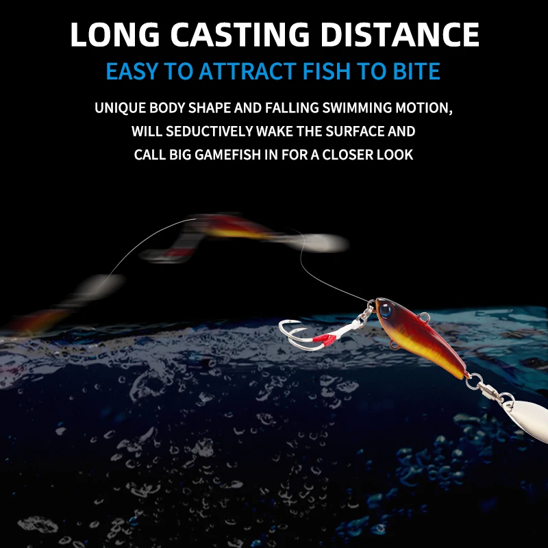 Señuelos giratorios de trabajo mágico, plantilla de Metal, 20g, 30g, 40g, cebo Artificial, pesca en el mar, cola de agua salada, Spinner, accesorios de pesca - imagen 5