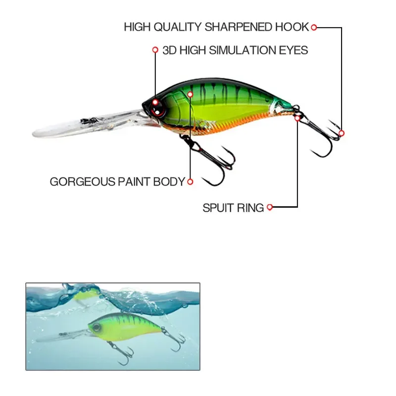 Crankbait-señuelo de pesca de 2 piezas, 70mm, 21g, cebos duros artificiales Jerkbait Wobbler, aparejos de pesca de agua salada, cebo de manivela de lengua larga - imagen 3