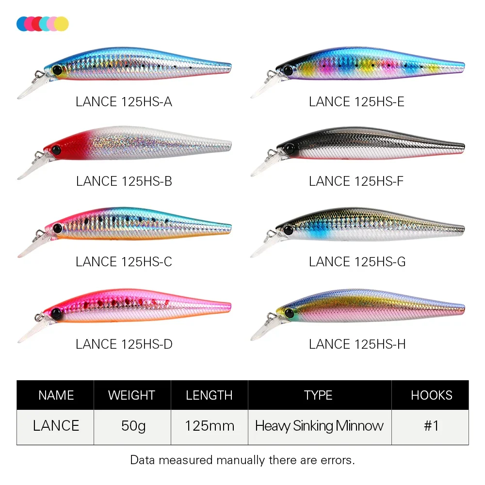 TSURINOYA 1 pieza de pececillo hundido 125mm 50g LANCE agua salada señuelo de pesca de barco duro cebo de pececillo Artificial Wobblers - imagen 5
